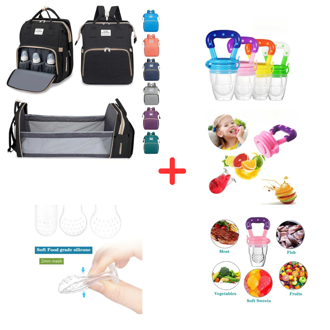 pañalera + chupo alimentador para bebe